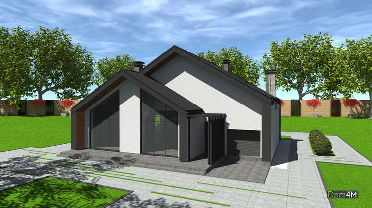 Проект оригинального коттеджа в стиле дома-амбара площадью 208 кв. м со встроенным гаражом и вторым светом