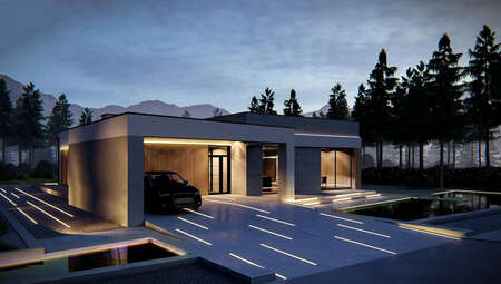 Проект стильного современного дома с плоской крышей