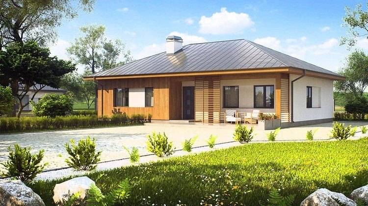 Загородный коттедж с многоскатной крышей