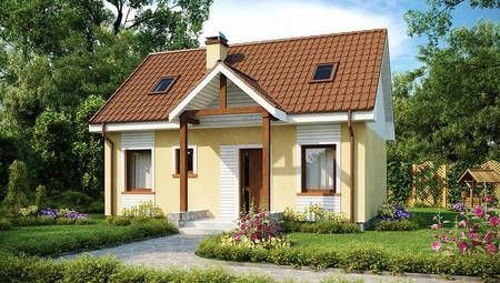 Проект яркого классического дома с двускатной крышей