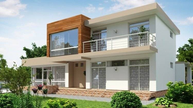 Современный загородный коттедж с большими террасами и тремя спальнями