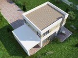 Миниатюрный двухэтажный коттедж с плоской крышей