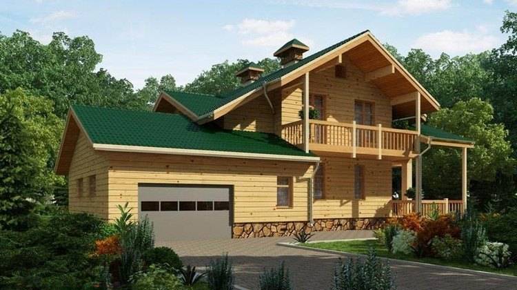 Проект деревянной усадьбы с гаражом