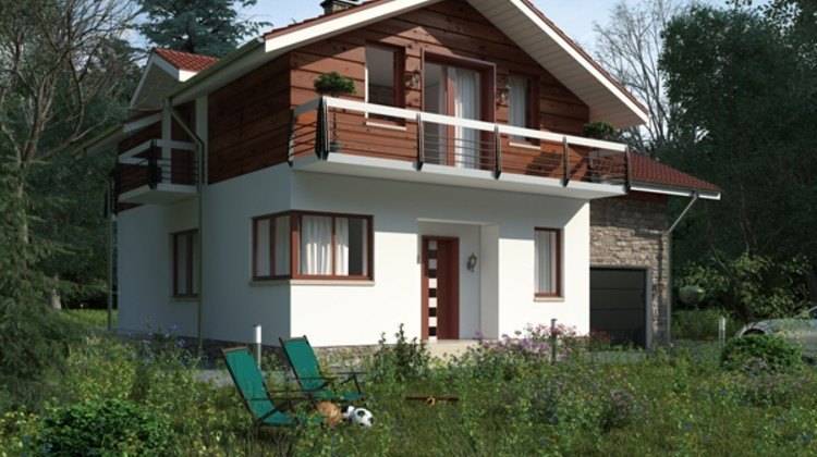 Проект дома с мансардным этажом и гаражом