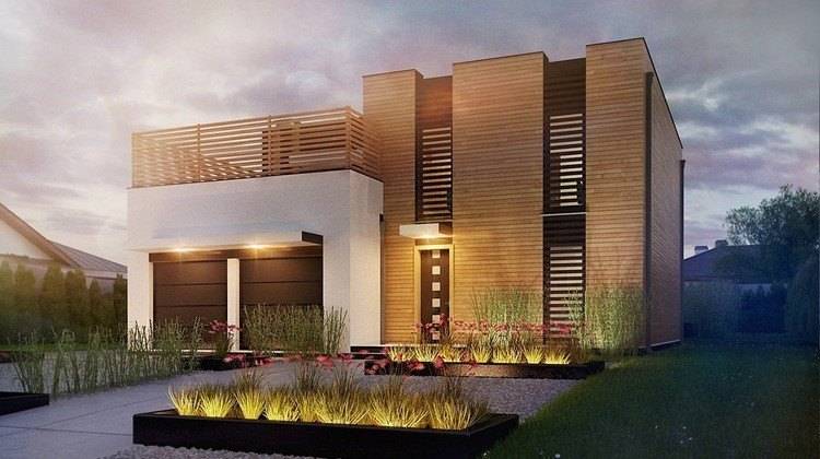 Двухэтажный дом оригинальной формы с 2-я гостиными