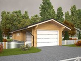 Практичный проект гаража с красивым деревянным фасадом