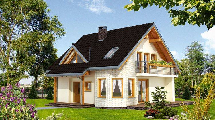 Проект стильного коттеджа с четырьмя просторными комнатами