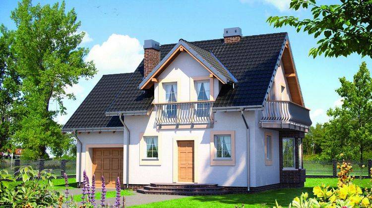 Проект небольшого загородного коттеджа с угловым эркером