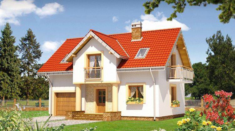 Проект коттеджа с балкончиками в мансарде