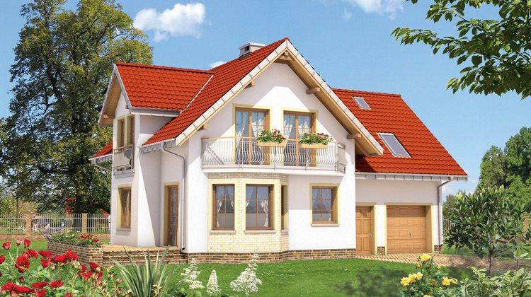 Проект для строительства дома Т-образной формы с мансардой