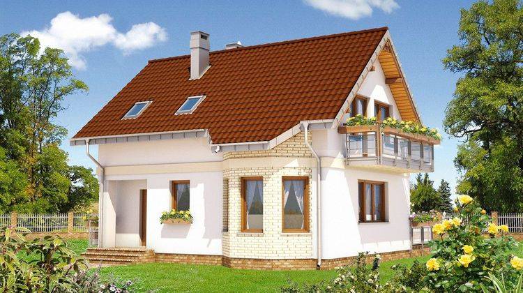 Мансардный коттедж с эркером 8м на 10м