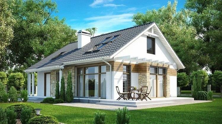 Проект мансардного коттеджа для участка с южным въездом