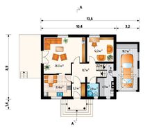 Красивый двухэтажный дом в европейском стиле с пристроенным гаражом