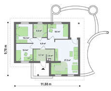 Небольшой одноэтажный коттедж с тремя спальнями