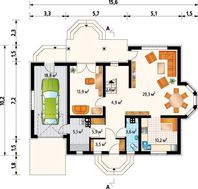 Великолепный двухэтажный дом с высоким цоколем из натурального камня