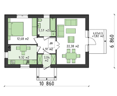 Схема дачного дома в радостных оттенках