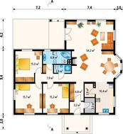 Симпатичный одноэтажный дом для городской и дачной застройки