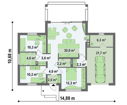 Проект компактного одноэтажного дома интересного дизайна