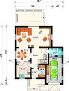 Проект коттеджа с мансардой и гаражом на 1 авто