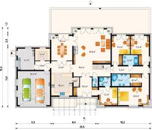 Проект комфортабельного одноэтажного особняка с пятью спальнями