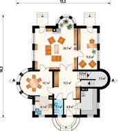 Роскошная загородная вилла с эркерами и балконами