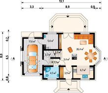 Проект симпатичного загородного дома с четырьмя спальнями