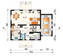 Проект современного коттеджа с гаражом под одной крышей