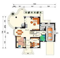 Красивый загородный коттедж с эркерами и полукруглыми балконами