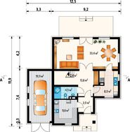 Привлекательный проект коттеджа 170 m² с мансардой и гаражом на 1 машину