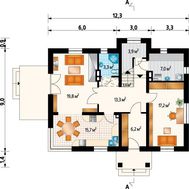 Проект коттеджа с балкончиком над крыльцом