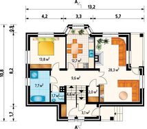 Проект симпатичного коттеджа с гаражом в цокольном этаже