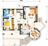 Выделяющийся проект коттеджа с гаражом на 2 авто в цокольном этаже