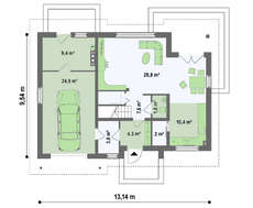 Интересный проект мансардного дома с гаражом