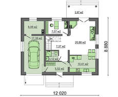 Интересный проект дома с гаражом и тремя балконами
