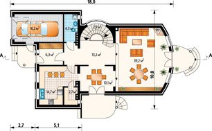План шикарного особняка с просторными балконами