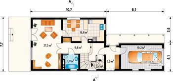Проект элегантного загородного коттеджа с гаражом и цокольным этажом