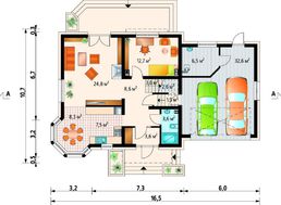 Проект двухэтажного коттеджа уникальной планировки