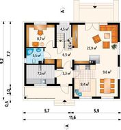 Загородный коттедж с мансардой 12м на 9м