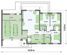 Проект одноэтажного классического дома с боковым гаражом