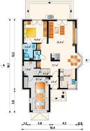 Оригинальный проект коттеджа с гаражом для 1 машины