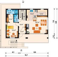 Проект коттеджа с гаражом на 2 авто в цокольном этаже