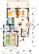 Коттедж с многоскатной крышей и гаражом для двух авто