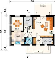 Европейский дом с теплым контрастом стен и крыши