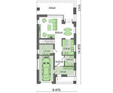 Двухэтажный коттедж, декорированный фасадными деревянными панелями