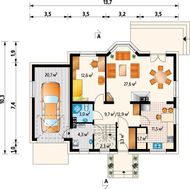 Симпатичный проект дома с мансардой 170 m² с гаражом на 1 авто