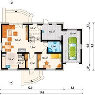 Коттедж с мансардой для узкого участка с габаритами 9 на 15