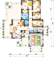 Красивый одноэтажный коттедж со встроенным гаражом для 2 машин