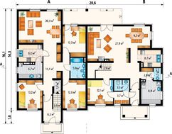 Планировка большого коттеджа на 390 кв.м для проживания двух семей