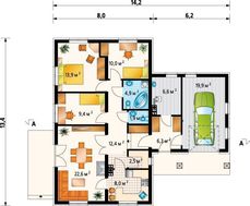 Планировка компактного дома в один этаж площадью 118 кв. м