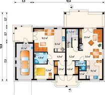 Чертеж особняка на 234 кв. м в европейском стиле с пристроенным гаражом